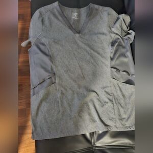 Hanes Women's Charcoal V-Neck Scrub Top